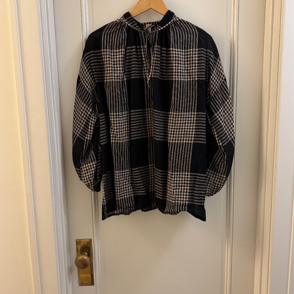 TWO NewYork Sheer Plaid Bohemian top